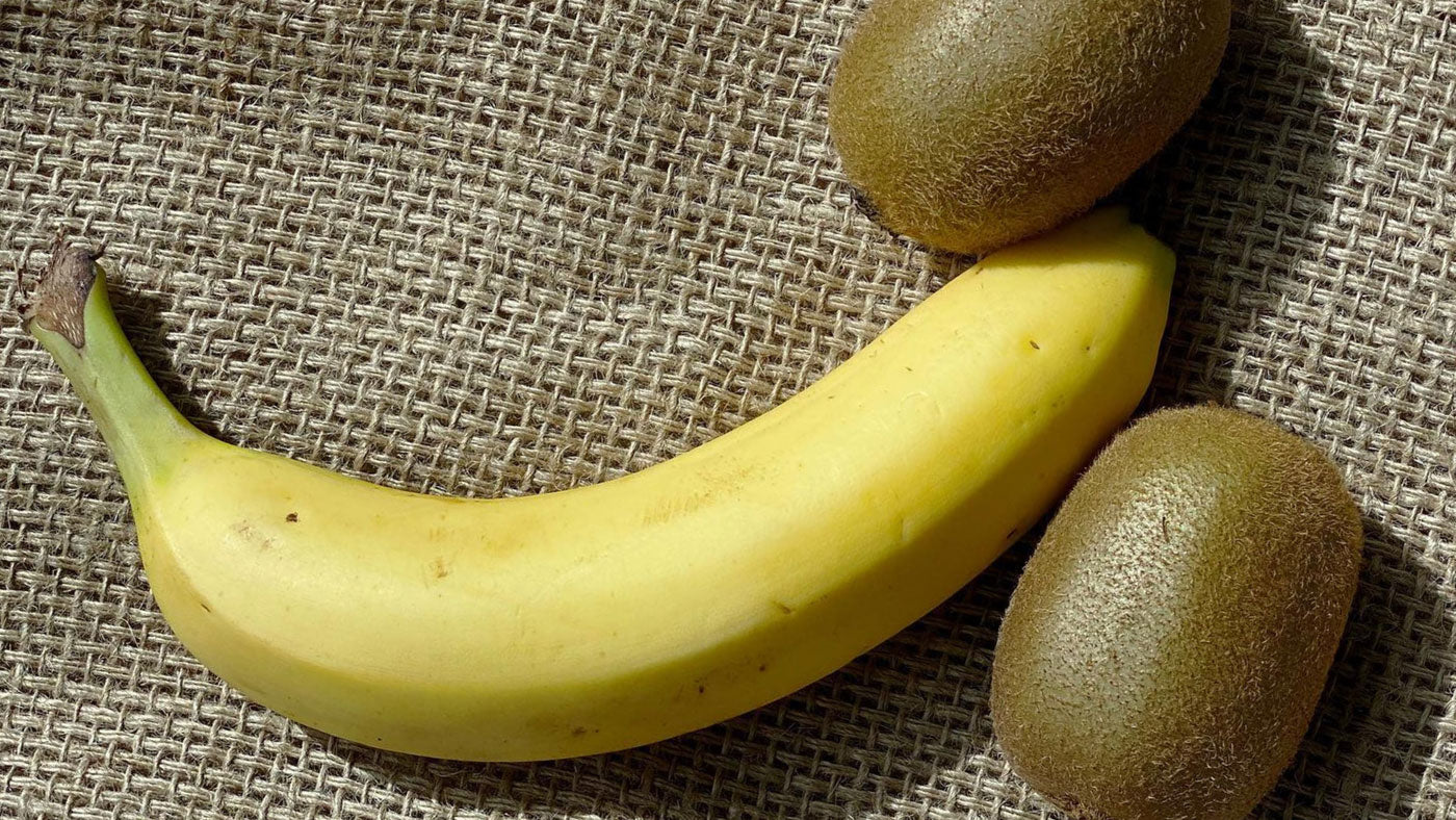 Male Genitals Depicted By Fruits -- Banana and Two Kiwis
